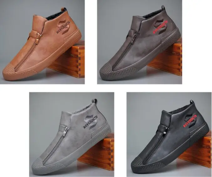 Мужские зимние ботинки; новые модные мужские кожаные ботинки с теплым мехом и плюшем; мужские короткие ботинки; трендовая теплая Повседневная обувь; кожаная обувь