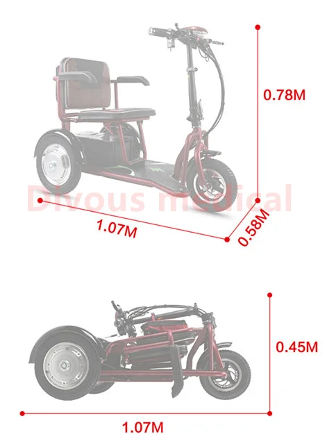 Adult Electric Tricycles 700W Mobility Scooter for Disabled and Elderly Outdoor Travel 6