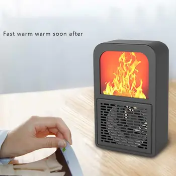 

Electric Heater Fan 220V Fireplace Flame Home Office Plastic 400W Economic Over-Heat Protection Desktop Living Rooms Winter