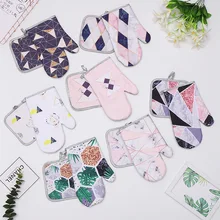 Микроволновые перчатки прихватка для выпечки синий и белый прихватки и Прихватки коврик для барбекю или кухни