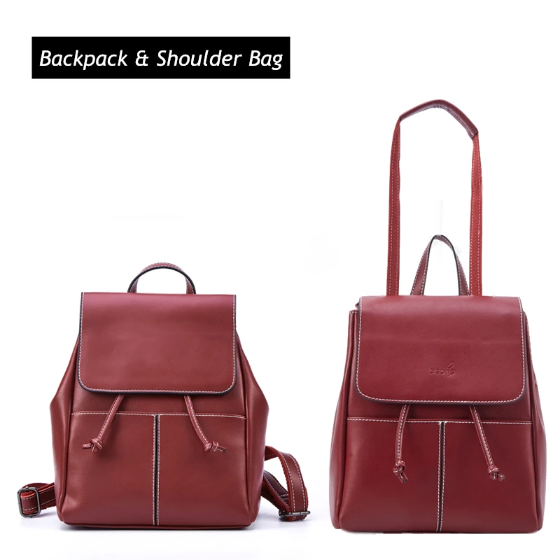 BISON DENIM многофункциональный женский рюкзак из спилка, женские сумки через плечо, брендовый маленький женский рюкзак, mochila feminina B1833