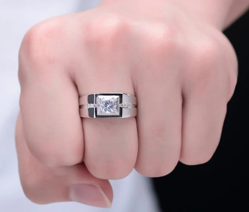 YANHUI,, Настоящее серебро 925 пробы, кольца для мужчин, набор, 6 мм, цирконий, обручальное кольцо, 1 карат, CZ, обручальное кольцо, хорошее ювелирное изделие, NR6