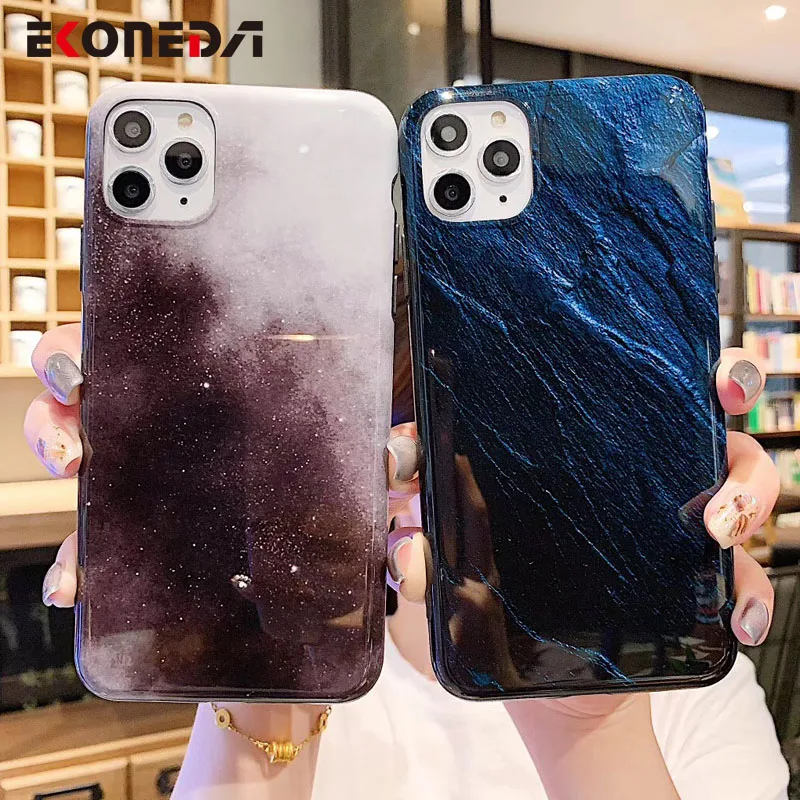 

EKONEDA Luxury Glossy Marble Case For iPhone 11 Pro Max X XS Max XR Case Silicone Soft IMD Case For iPhone 7 6 6S 8 Plus