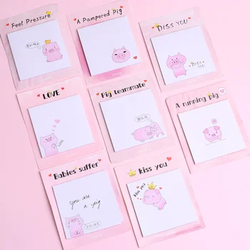 

Kawaii Cartoon Pig Sticky Notes Memo Pad Index Tab Bookmark Journal Lovely Funny Animal Cute Pink Gift Student School Stationery