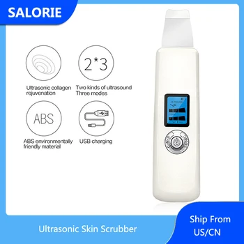 

SALORIE Ultrasonic Skin Scrubber Electric Face Spatula Scrubber Ion Pore Cleanser Blackhead Wrinkle Removal With LCD Display