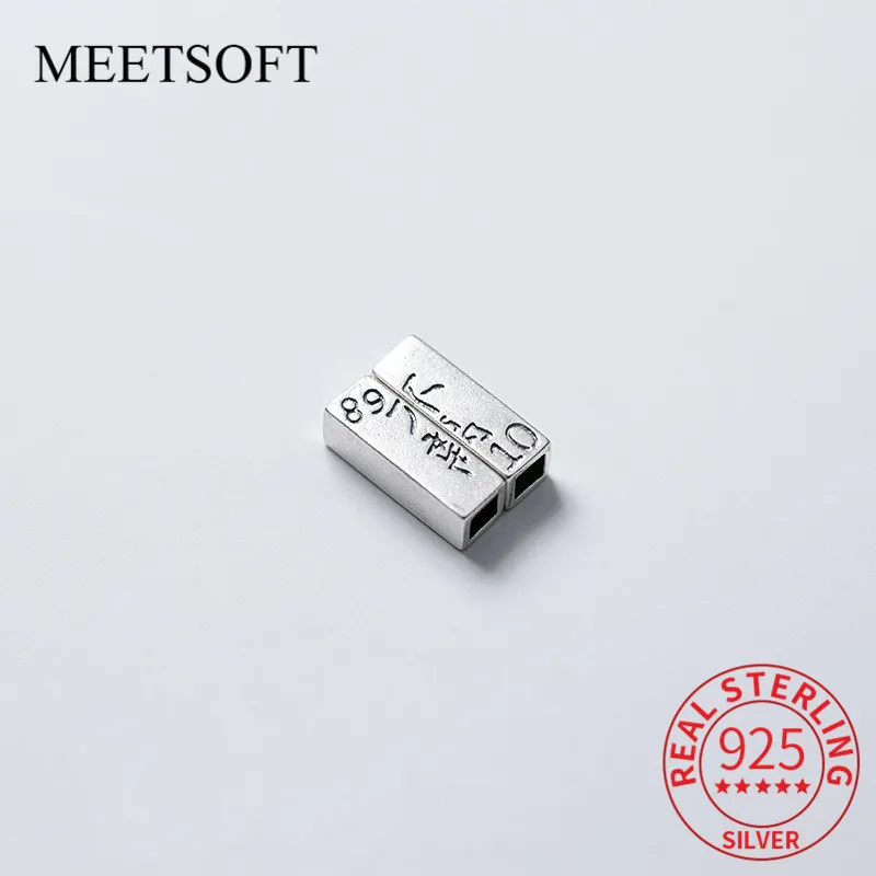 

MEETSOFT Romantic a pair S925 Sterling Silver Couple Never leave shape Loose Beads DIY Making Finding Necklace Accessories