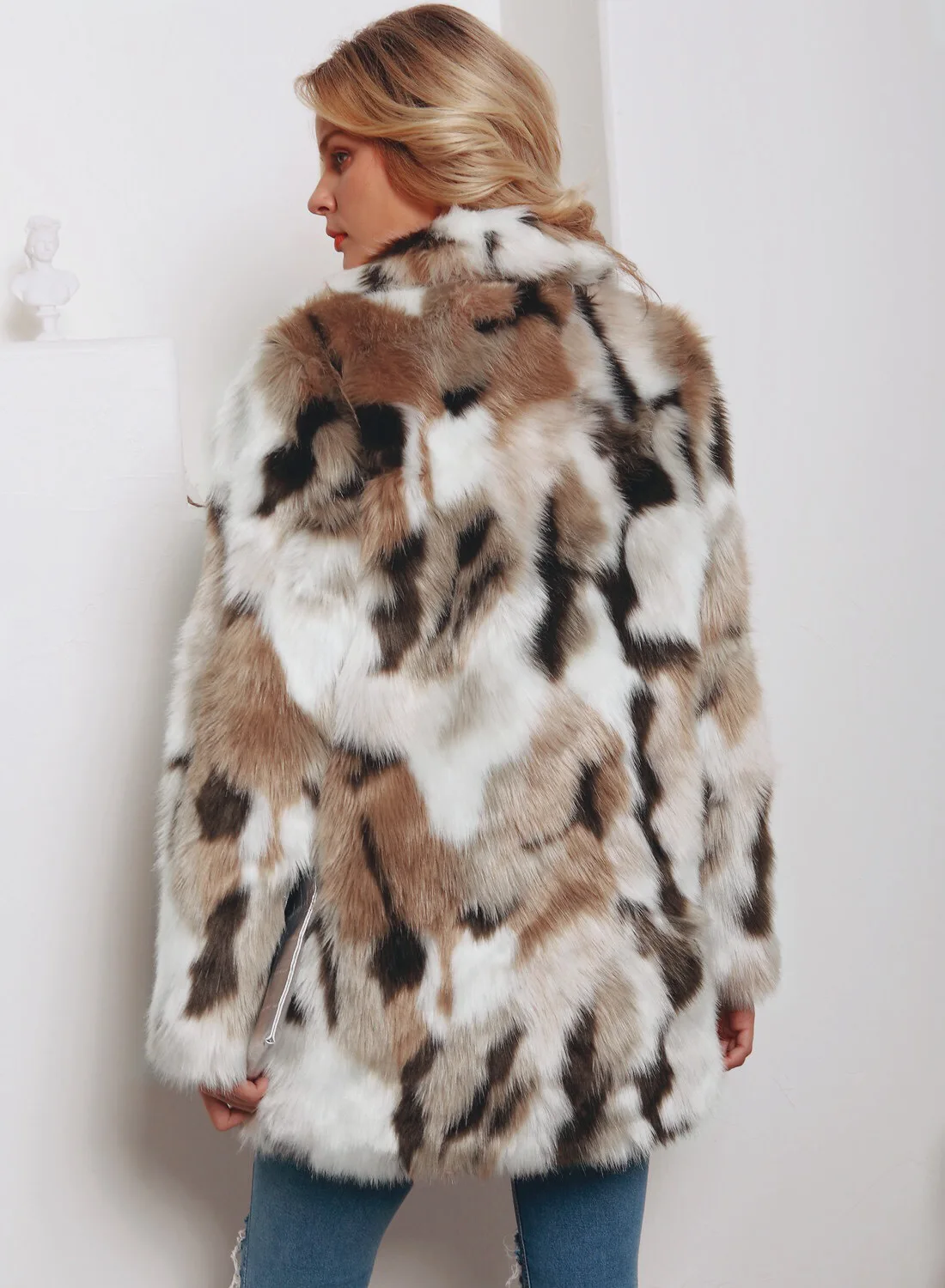 Модное пальто из искусственного меха размера плюс, Женское зимнее длинное пальто, осенняя теплая мягкая куртка с леопардовым принтом, Женское пальто, верхняя одежда