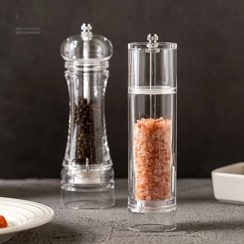 Acrylic Spice Pepper Mill Salt Grinder Adjustable Ceramic Grinders Kitchen Set