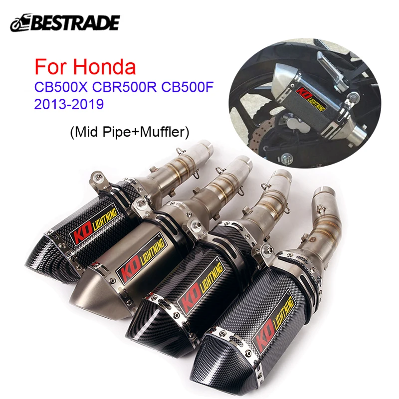

Motorcycle Exhaust System for Honda CB500F CBR500 CBR500R CB500X 2013-2019 Middle Link Pipe Slip51MM Muffler Tip Stainless Steel