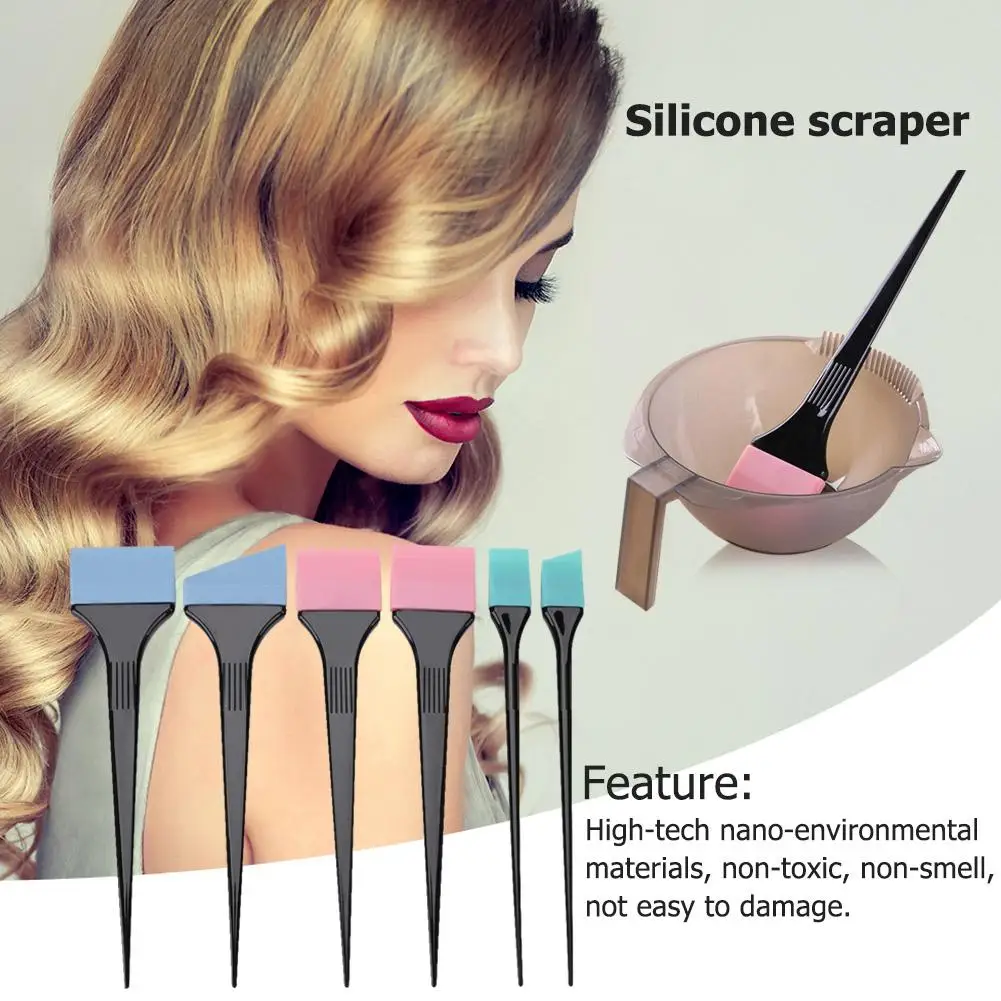 6pcs/Set Hair Dyeing Brushes Spatula Coloring Comb Kit Silicone Scraper Home DIY Professional Salon Barber Styling Tool |