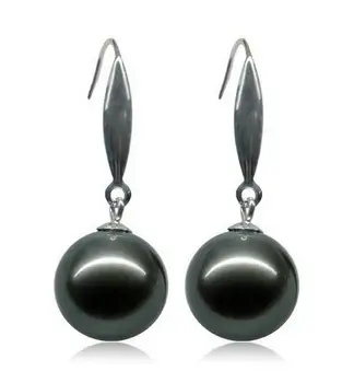 

Sterling Natural 11mm Tahitian genuine black peacock pearl earring AAA sy808