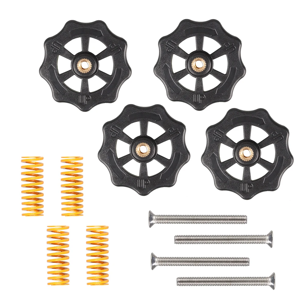 3DSWAY 3D Printer Part M3 M4 Hotbed Nut Spring Screw Leveling Kit Heated Bed Platform Level Spring Accessories for CR-10 Ender 3 - 3