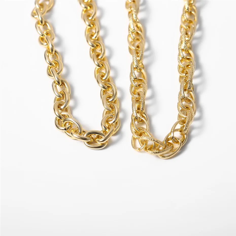 Панк 2 шт./компл. слоистых большой чокер с массивной цепью Цепочки и ожерелья для Для женщин стимпанк в стиле «хип-хоп», со змеиным узором, золотистого цвета, витая Цепочки и ожерелья Готическая драгоценность