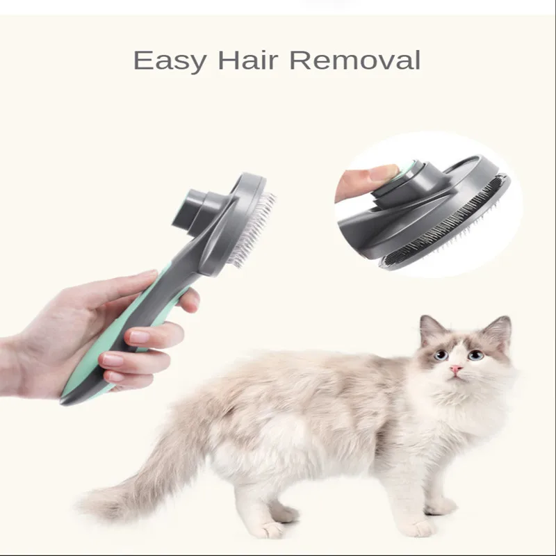 Pet Supplies Pet Hair Removal Comb Stainless Steel Non-slip Cat Comb One-click Hair Removal Carding Brush Pet Cleaning Supplies