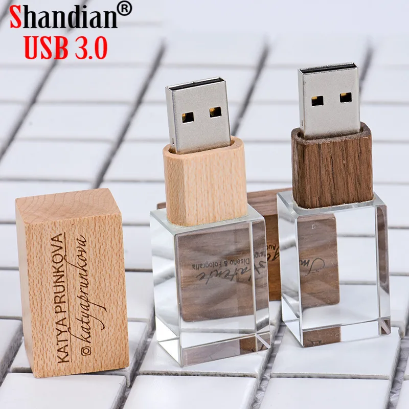 JASTER Wedding Photography Custom LOGO Wooden Crystal Wooden USB 2.0 64GB 32GB 16GB 4GB Version mem