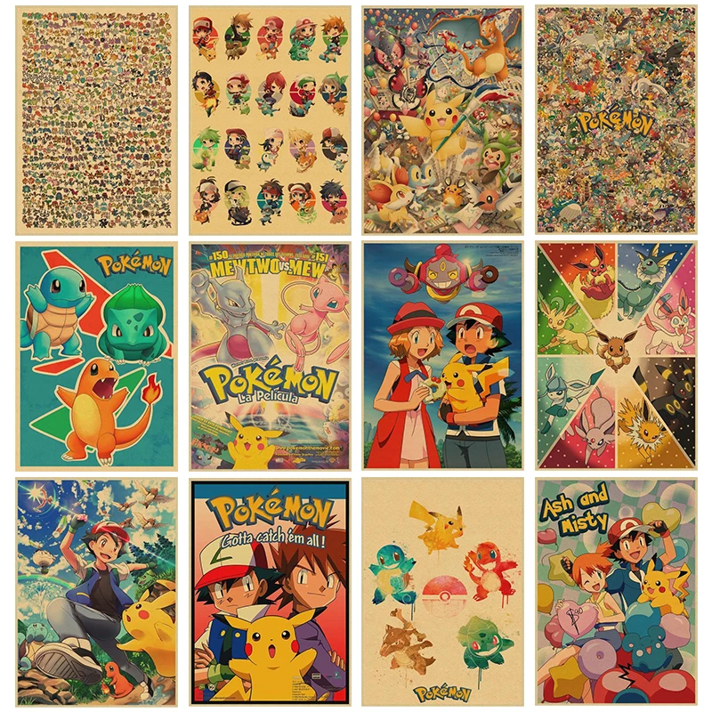 Pokemon Anime Canvas Painting Pikachu Posters and Prints Wall Art Print Mural Pictures Children's Room Home Decor Gift Cuadros | Дом и сад