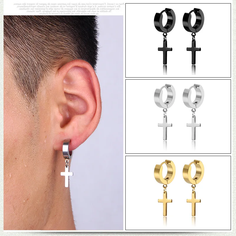 Stud Earrings Dangle Earrings Hoop Earrings Drop Earrings Pendant Earrings Long Earrings Golden Earrings Multi Types Unisex Black Gold Color Stainless Steel Earring For Women Men Punk Gothic Piercing Fake Earrings Jewelry Gift 1 Pair