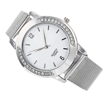 

Steel Belt With Diamond Elegant Womens Fashion Crystal Silver Women Luxury Quartz Watch Stainless Steel Dress Watches