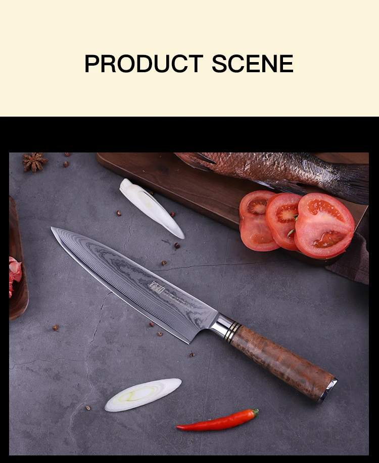 8寸沙滩纹红影木柄厨师刀英文版_12