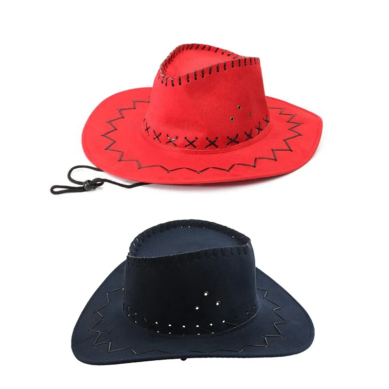 2 шт ретро унисекс джинсовая дикая западная ковбойская Родео маскарадный аксессуар шляпы, красный и синий