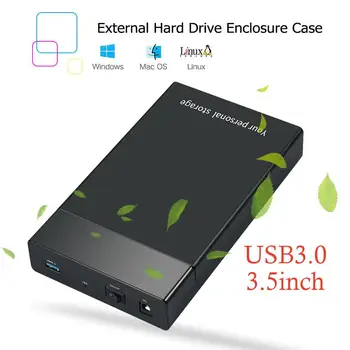 

VKTECH EU/US/UK Plug USB 3.0 to 3.5 inch SATA III 5Gbps External Hard Drive Disk Ehclosure Case for Mac OS/Windows