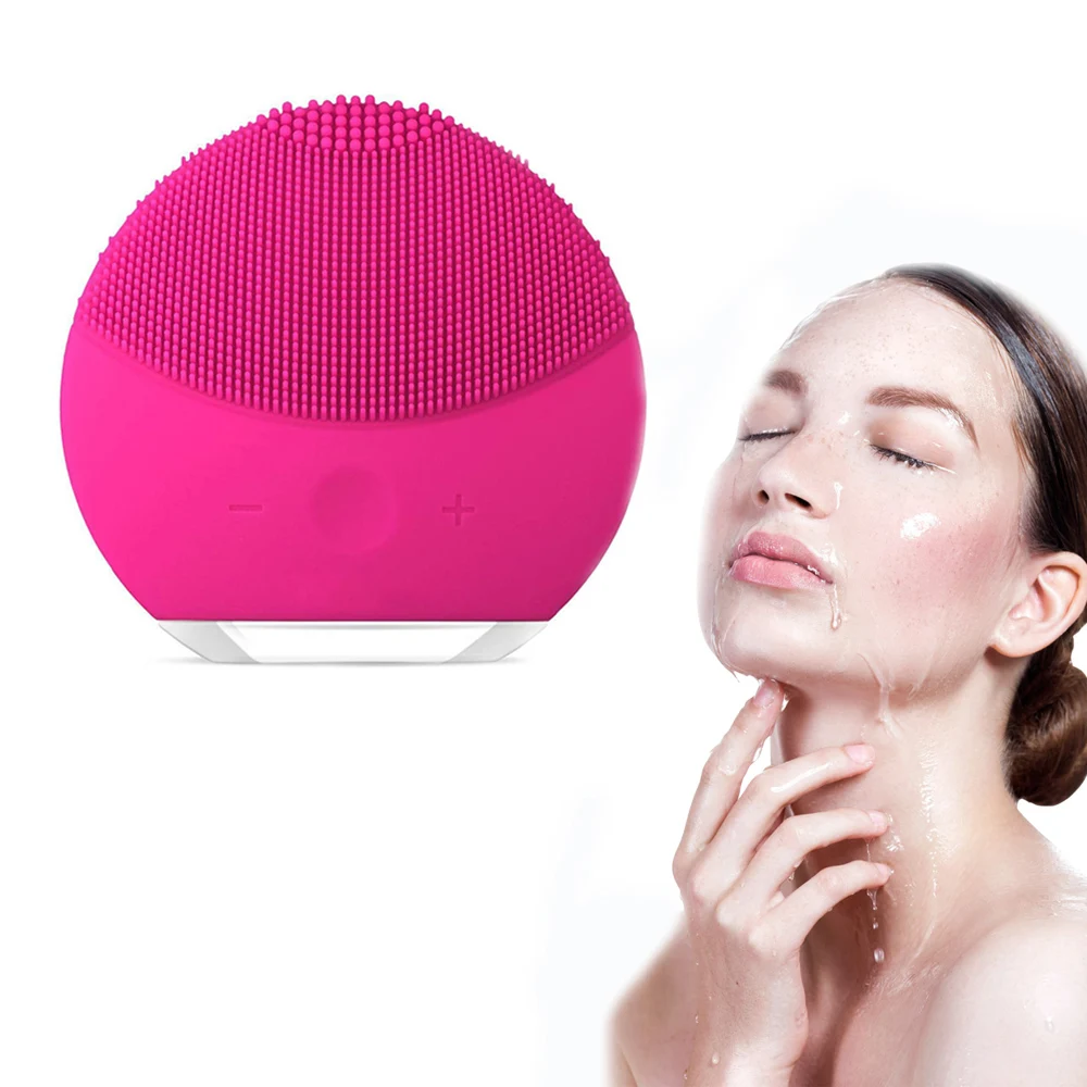 

Facial Cleansing Ultrasonic Vibration Face Cleaner Professional Mini Silicone Electric Face Washing Brush Pore Cleaning Massage