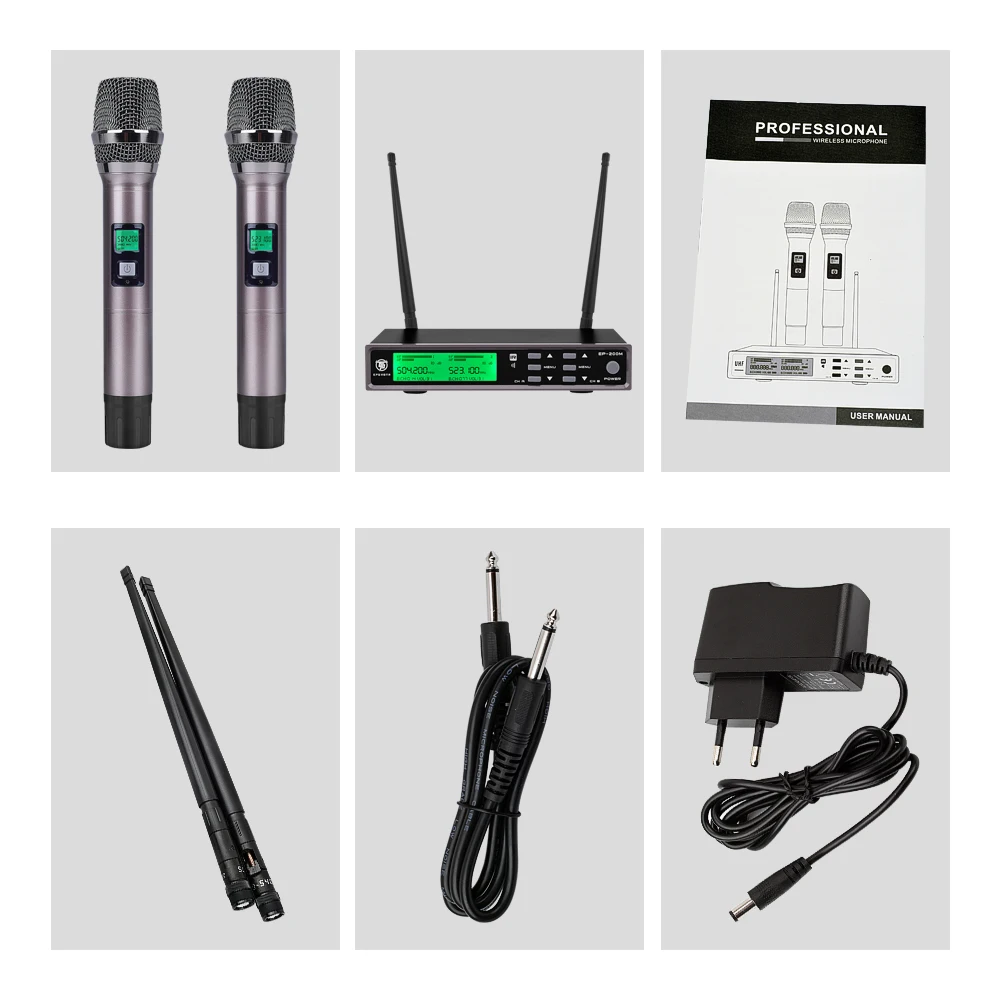 EPGVOTR Dual Handheld Mic 200 Channels UHF