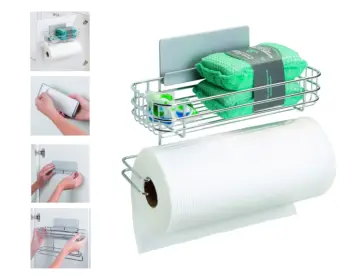 

Paper Towel Holder And Material Basket, Self Adhesive