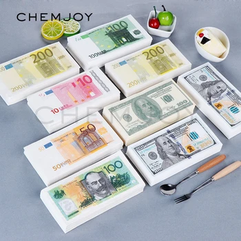 

33x33cm 20 Sheets/Pack EUR Dollar Money Decoupage Paper Napkins Party Tissues Wedding Birthday Party Disposable Tableware