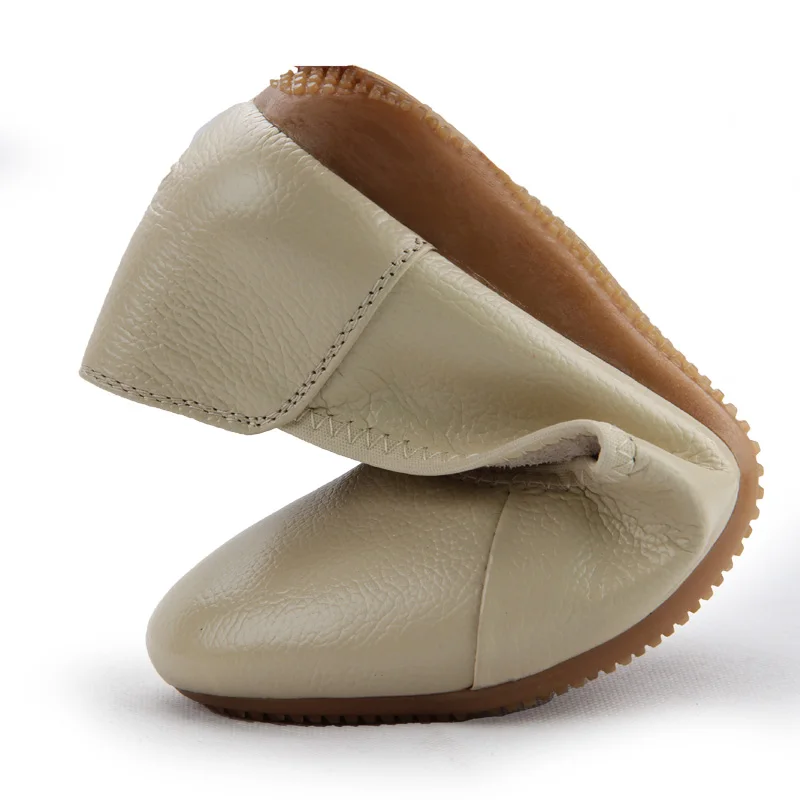 OUKAHUI/Классические балетки из натуральной кожи; женская обувь на плоской подошве с круглым носком; однотонная черная обувь с закрытым носком; мягкая офисная обувь для беременных; женская обувь на плоской подошве