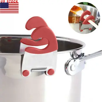 

Kitchen Stainless Steel Pot Side Clips Anti-scalding Spoon Holder Gadgets Rubber Bag Clips