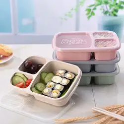 Пшеничная солома разделенный контейнер Bento для обеда коробка разделенная на работу ланч бокс студенческий с крышкой креативная коробка