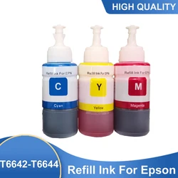 Recharge de bouteilles d'encre à base de colorant, pour Epson L100 L200 L655 L605 L1455 L380 L385 L383 L485 L101 L111 L130 L201 L211, T6642 T6644, 3 pièces 