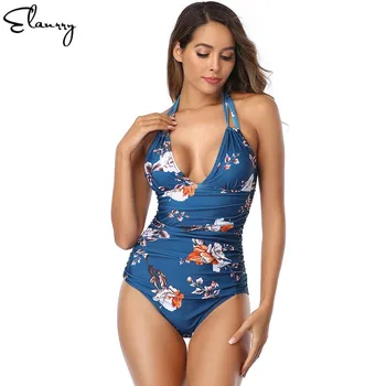 

women one piece swimsuit sexy floral print beach wear padded vintage monokini 2020 newest bathing suit backless monokini summer