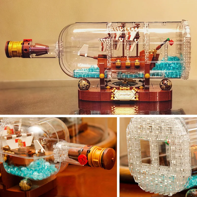

New Style 16051 Pirates Of The Caribbean Creative Series Ships in Bottles Boy Assembled Building Blocks Educational Toy Model