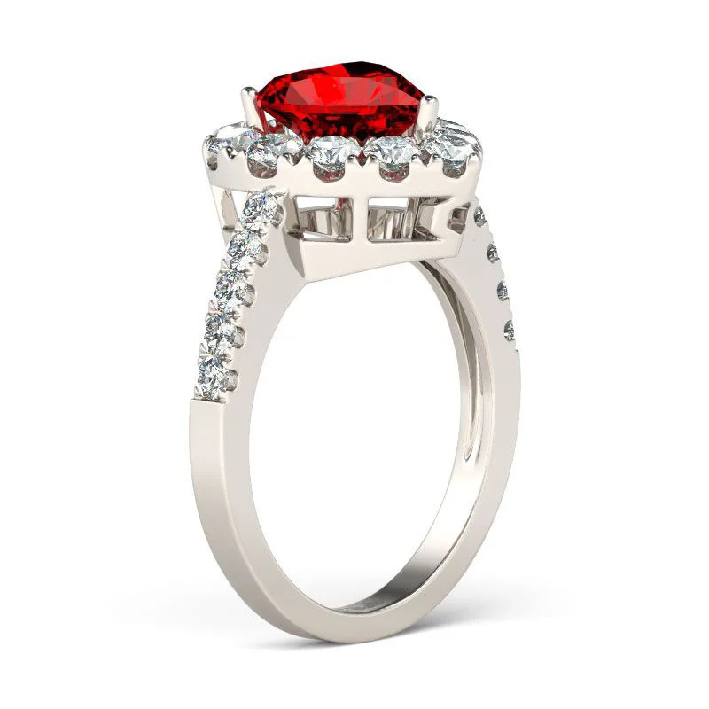 Bague Ringen милый в форме сердца обручальное кольцо для женщин серебро 925 ювелирные изделия с драгоценными камнями рубиновый Циркон женский подарок