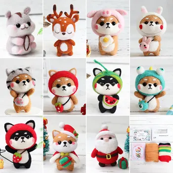 

Jiwuo Wool Felt Poked Felt Craft DIY Handmade Toy Doll Wool Felt Poked Kitting Non-Finished DIY Wool Felting Cute Animal Package