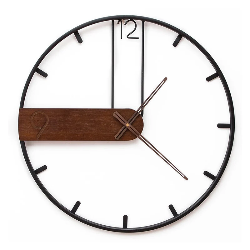 Retro Metal Walnut Mute Wall Clock