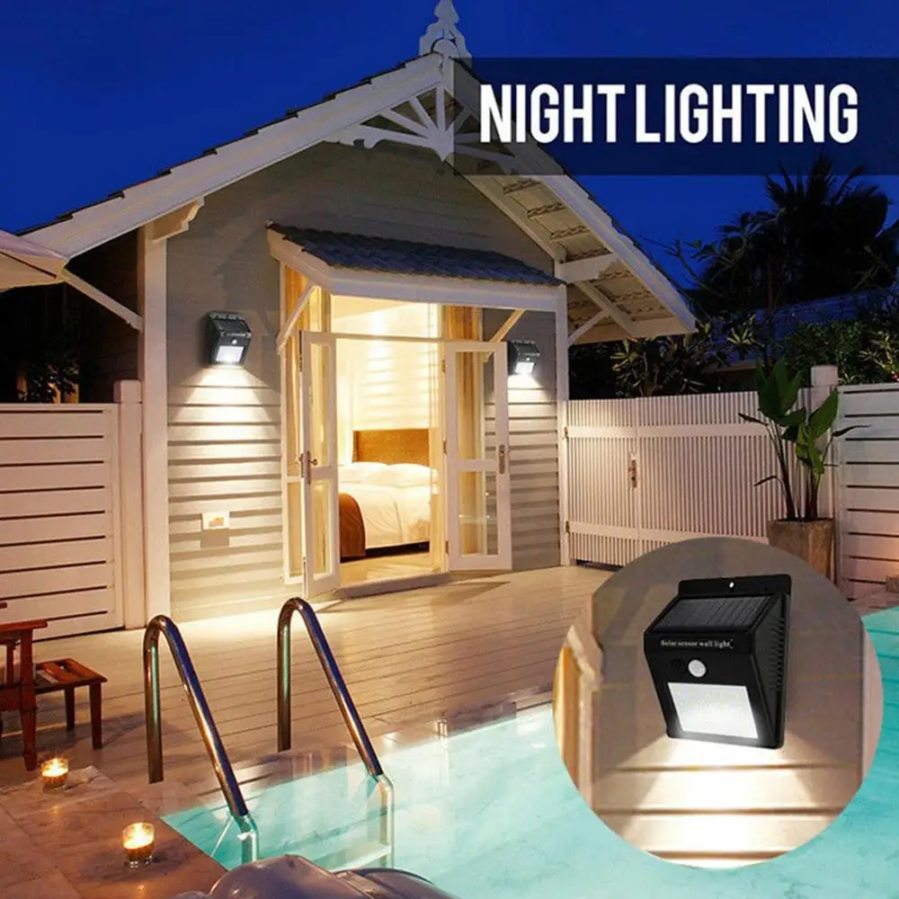 20 светодиодный светильник с водонепроницаемым солнечным датчиком, настенный светильник с датчиком движения, уличный садовый уличный светильник, энергосберегающий подвесной светодиодный светильник