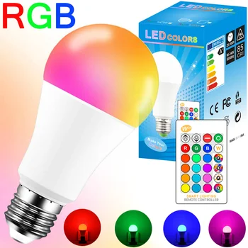 

3W 6W 10W RGB Bulbs B22 E27 Led Bulb Lights Lampada Changeable Colorful RGB LED Lamp with IR Remote Control+Memory Mode for Home