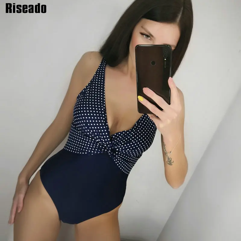 Женский винтажный слитный купальник Riseado полосатый летний пляжный костюм с U