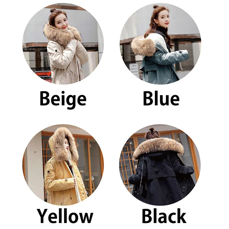 Зимнее женское пальто, парка, воротник из меха норки, Корейская версия, модная подкладка из кроличьей шерсти, Длинная женская одежда из хлопка, пальто