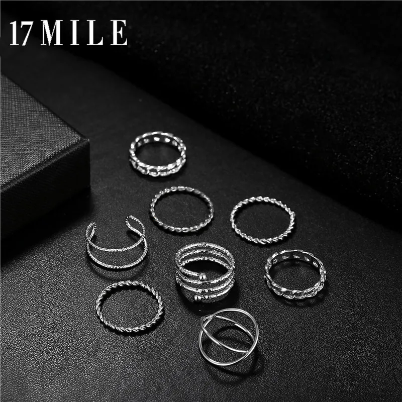 

Vintage Twist Round Gold Sliver Rings Set For Women 2019 Finger Ring Knuckle Female Fashion Jewelry Accessories Party Gifts