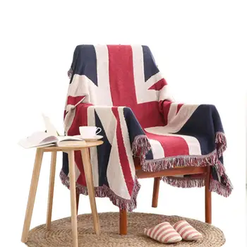 

European Style National Flag Sofa Cover Fashion Tassel Striped Cubre Sofa For Single-Seat Sofa Xmas Sofa Covers For Living Room