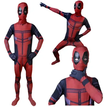 

Kids Deadpool Cosplay Costume Zentai Suit Halloween Party Bodysuit Spiderman Adult Child Size