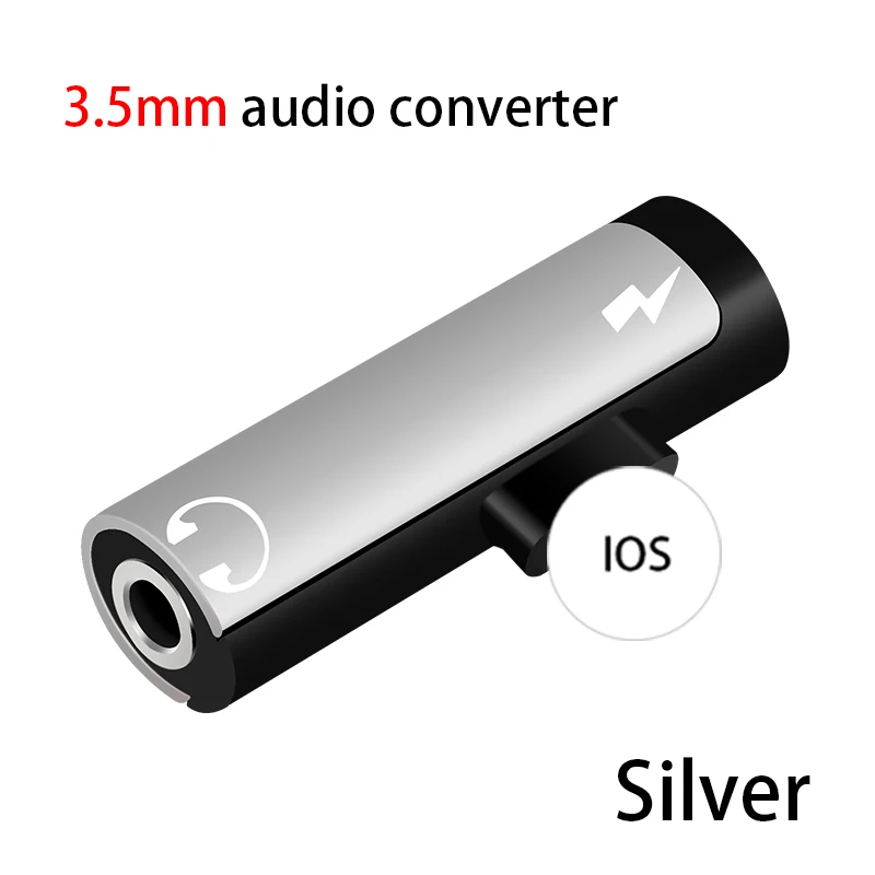 Для iPhone аудио адаптер IOS 13 11 12 для lightning до 3,5 мм разъем Aux Наушники Кабель OTG зарядное устройство конвертер сплиттер - Цвет: silver