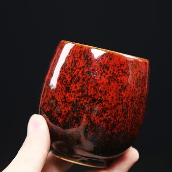 

Chinese Tenmoku Glazed Tea Cup Ceramic Teacup 150ml Big Size Tasting Tea Cup Drinking Beer Coffee Wine Whisky Mug I068