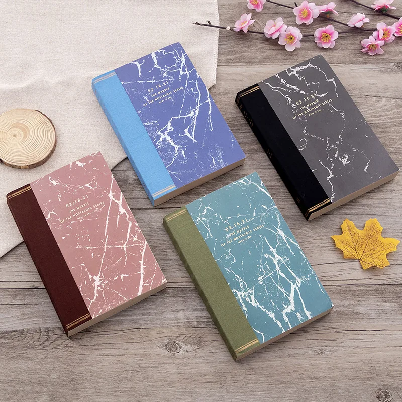 

Vintage Retro thick marble pattern school student craft subject composition notebooks with graph sheets stationery supplies A5