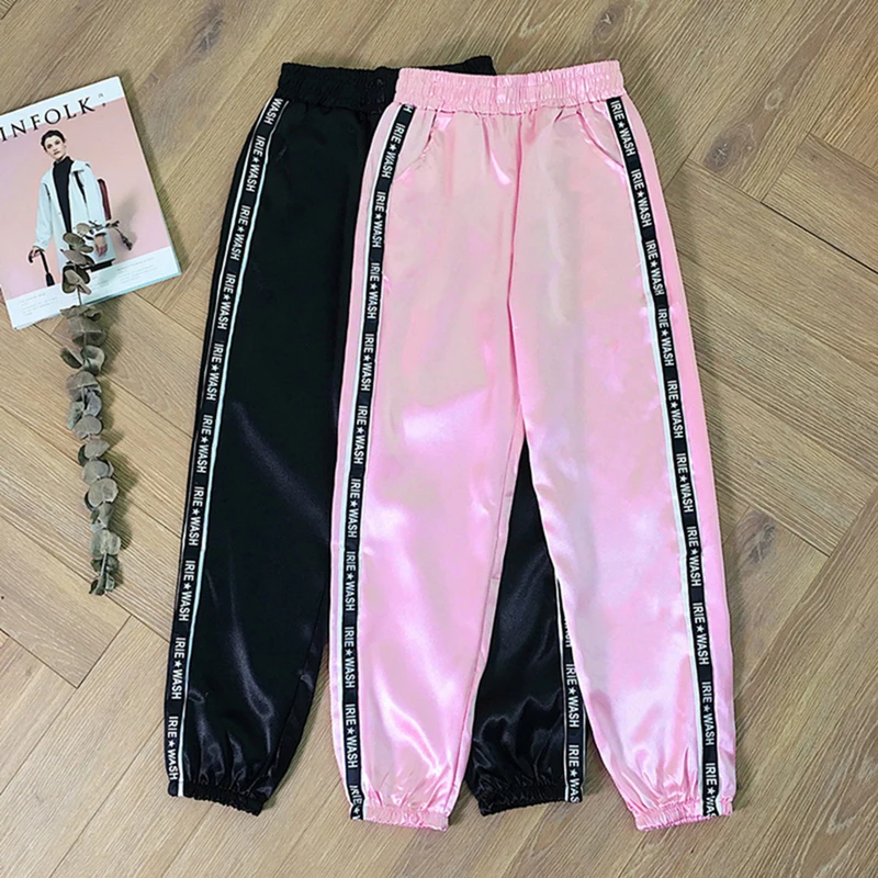 Women Side Striped Pants Elastic Waist Fashion Sporting Joggers Trousers Women Slim Solid Pencil Pants Gym Sportwear