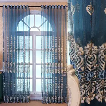 

Europe Embroidery Sheer Curtains and Tulle Curtains For Living Room Bedroom Door Kitchen Curtains Window Children Voile Drapes
